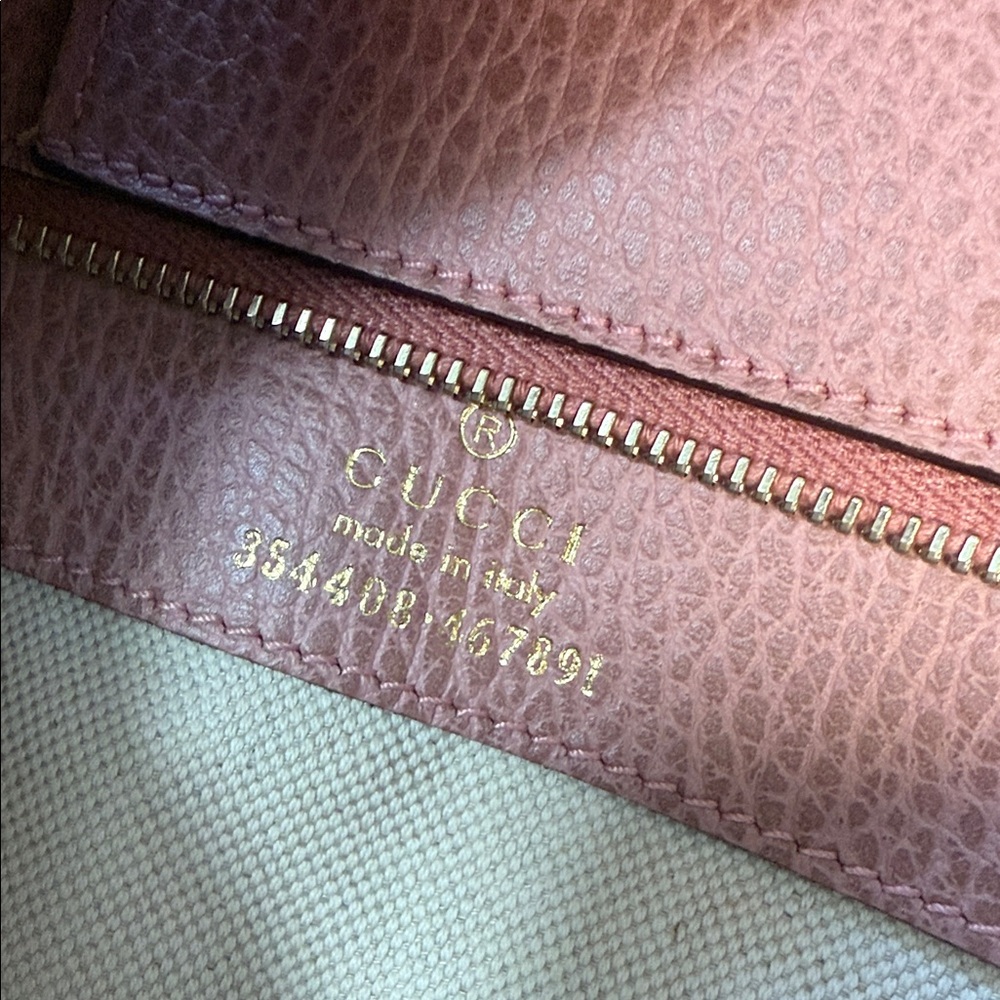 Gucci Pink Pebbled Leather Tote Bag Made in Italy Shoulder Bag - Picture 7 of 14